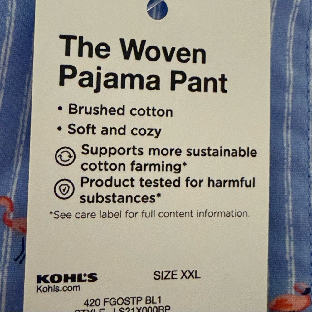 Sonoma Mens Size Large Woven Pajama Pants flamingos blue stripe NWT - Picture 10 of 10